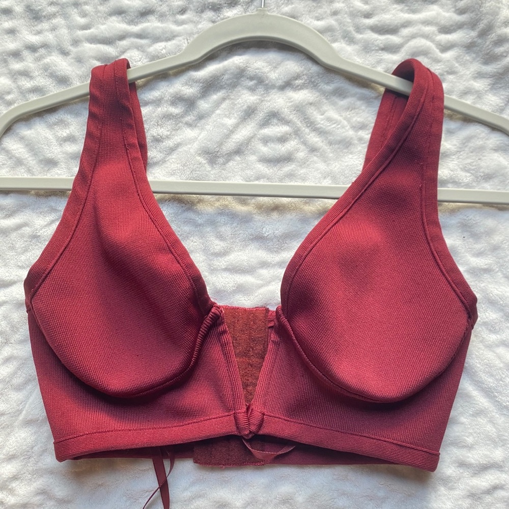 Original burgundy deep V crop top from Windsor